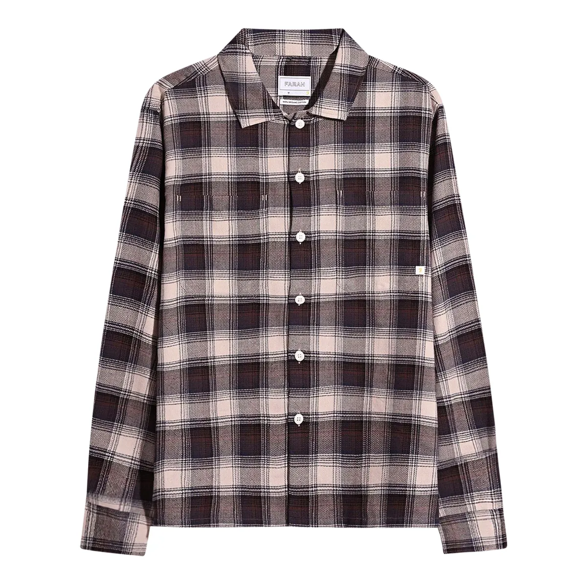 Farah LS Lavelle Check Shirt Dark Brown