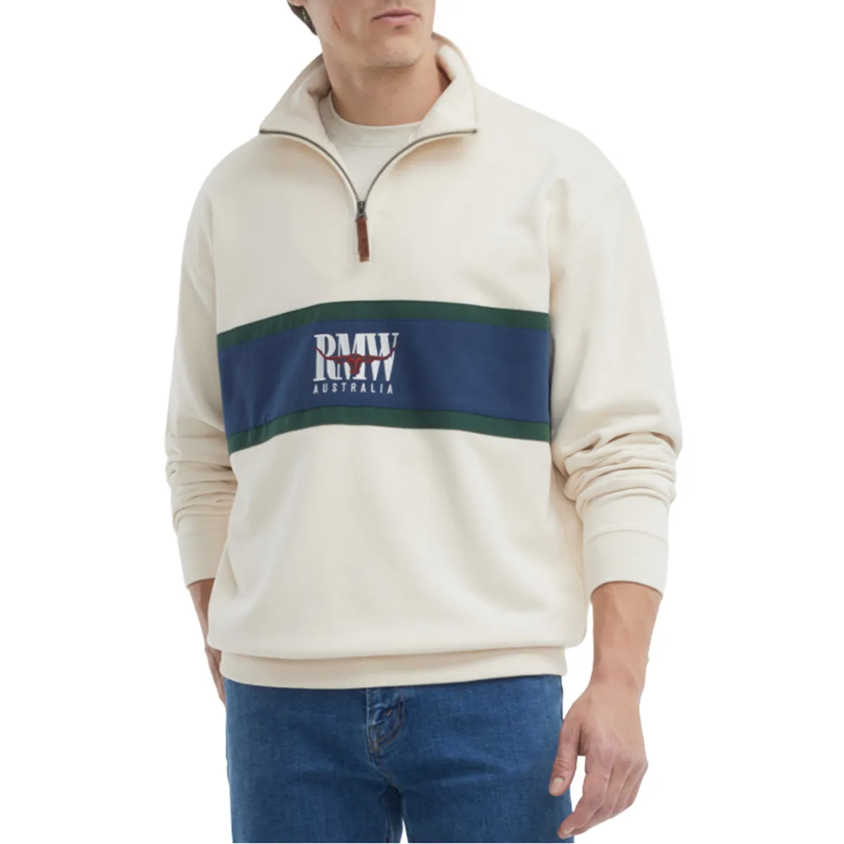 R.M.Williams Classic RMW Qtr Zip Sweat Ecru