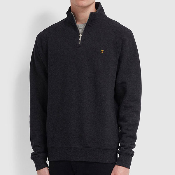 Farah Jim 1 4 Zip Jumper Black Ejmenswear Store