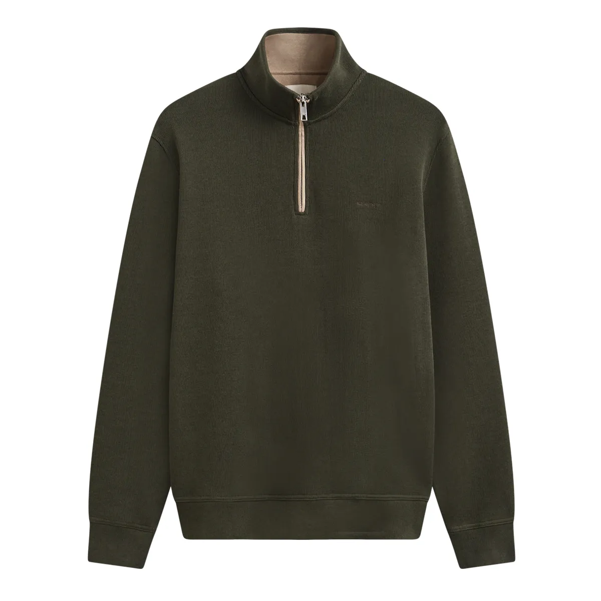 Gant Sacker Knit Rib Half Zip Dark Moss Green