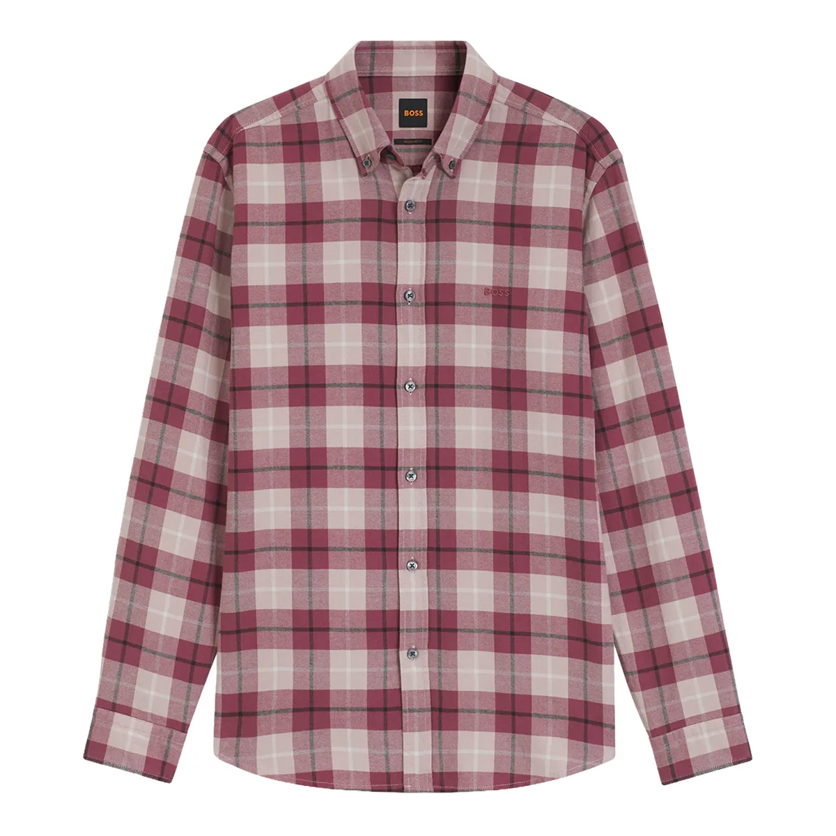 Boss LS Rickert Checked Shirt Light Pastel Red