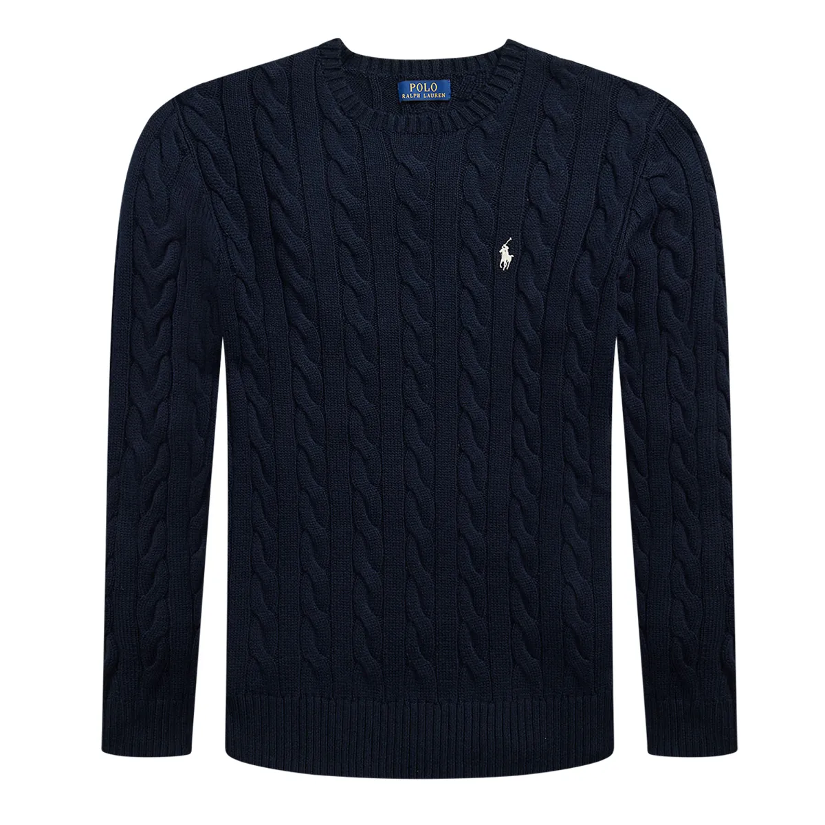 Ralph Lauren Cable Knit Crew Neck Navy White - 555
