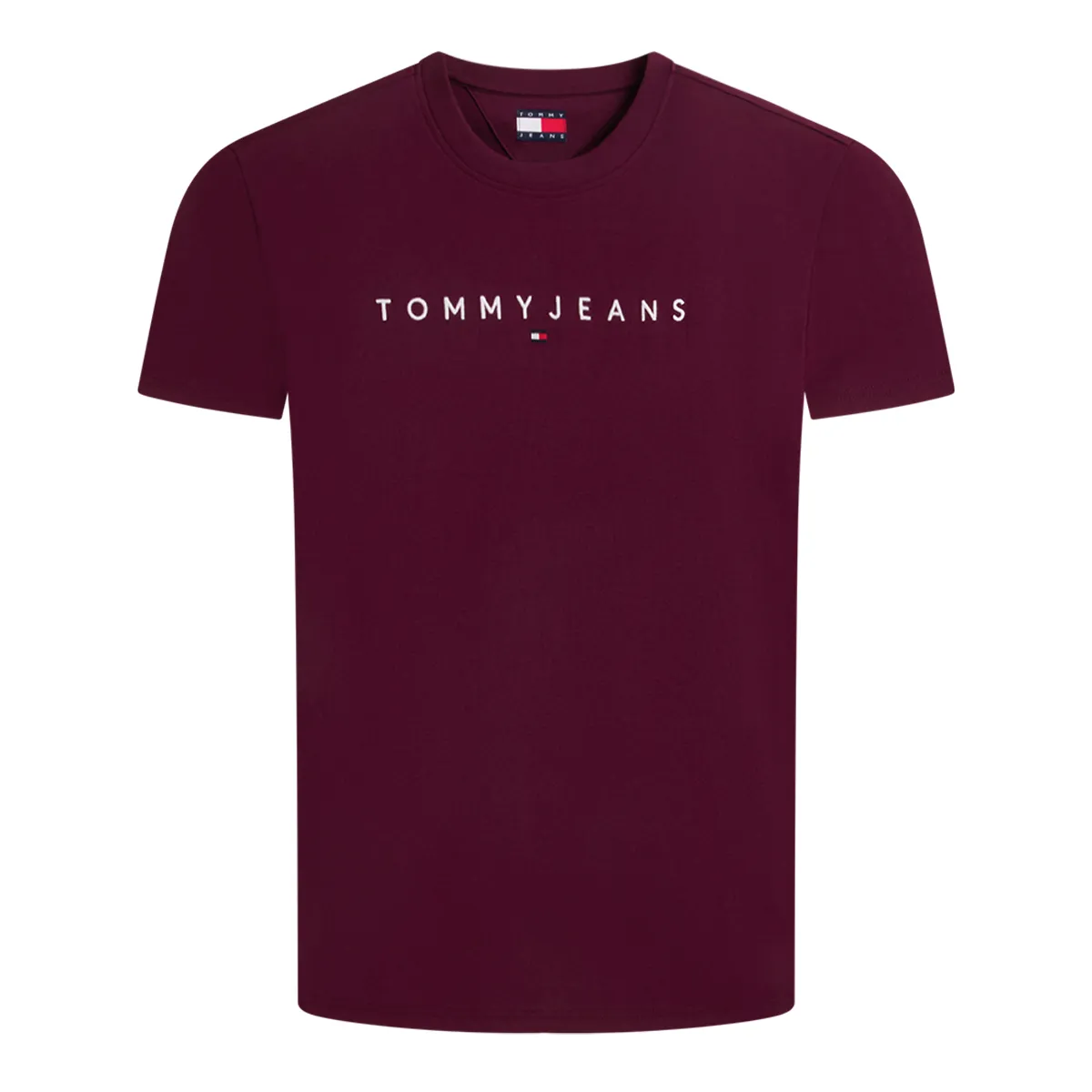 Tommy Jeans SS Reg Linear Logo T-Shirt Calypso Berry Burgundy