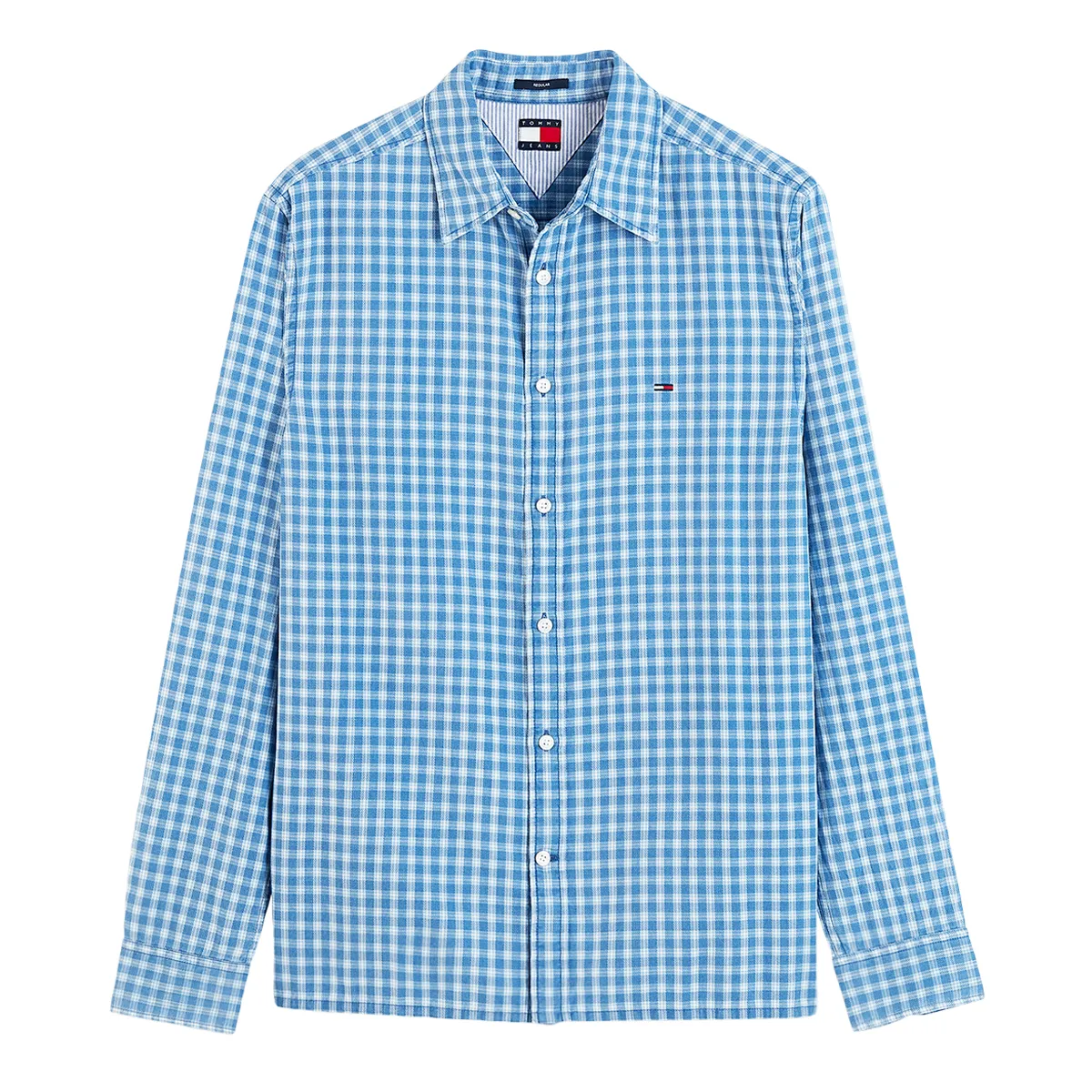 Tommy Jeans LS Reg Dobby Check Shirt Westside Blue