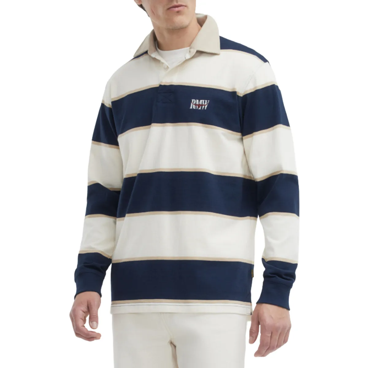R.M.Williams Balmain Stripe Rugby Ecru Navy