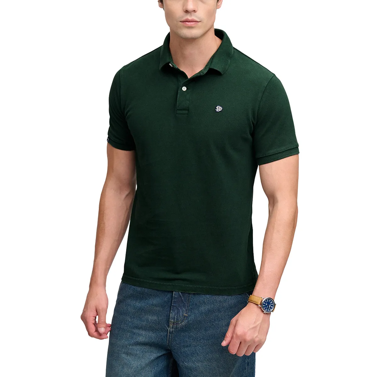 Superdry SS Vintage Destroy Polo Mountain View Green