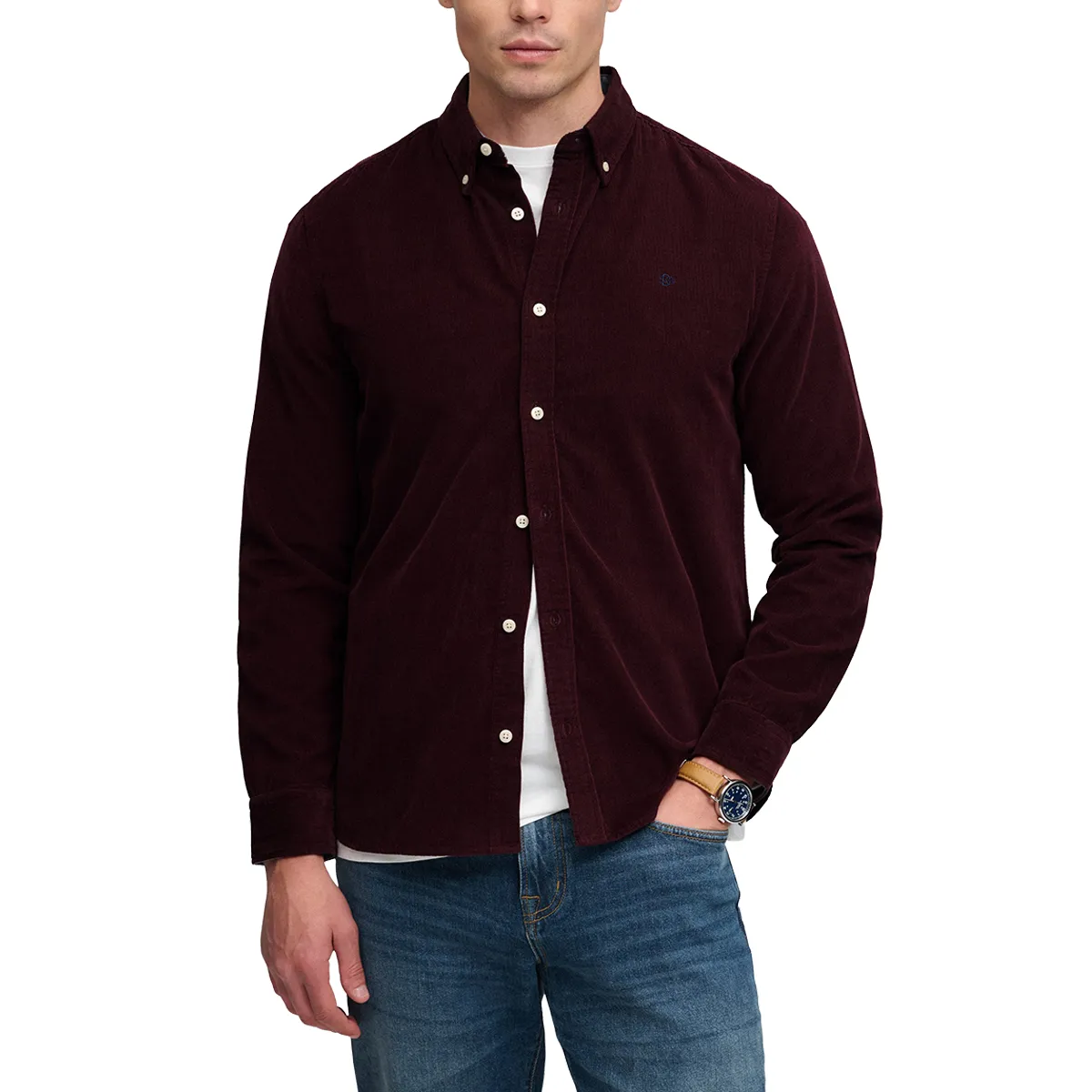 Superdry LS Classic Needle Cord Shirt Winter Port