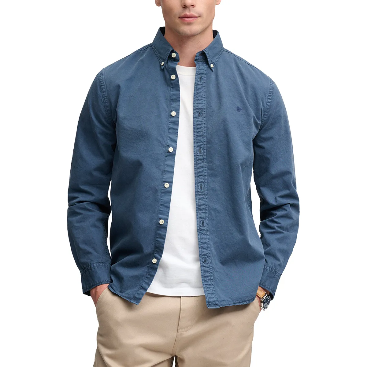 Superdry LS Garment Dyed Shirt Slate Blue