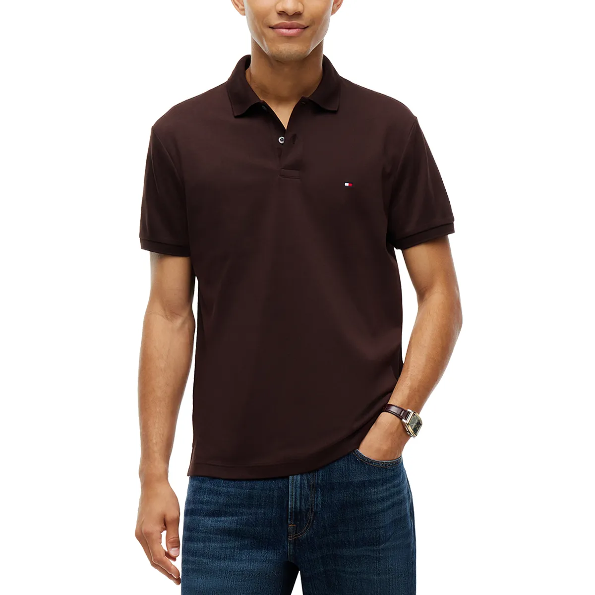 Tommy Hilfiger SS Reg Liquid Cotton Polo Chocolate - HJT