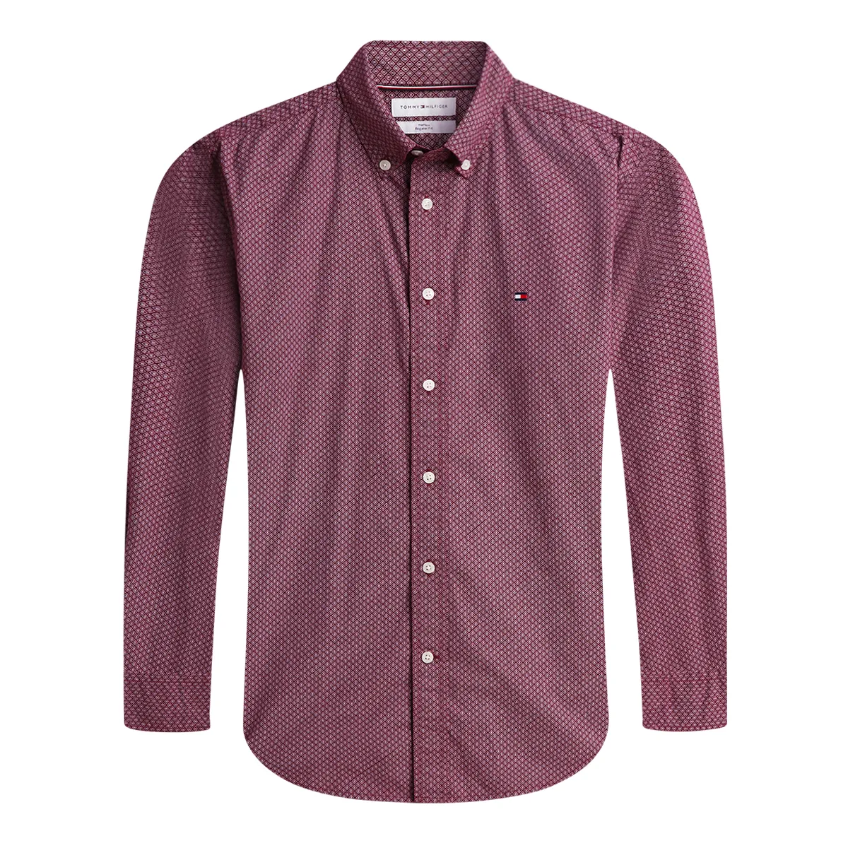 Tommy Hilfiger LS Poplin Gep Print Shirt Burgundy
