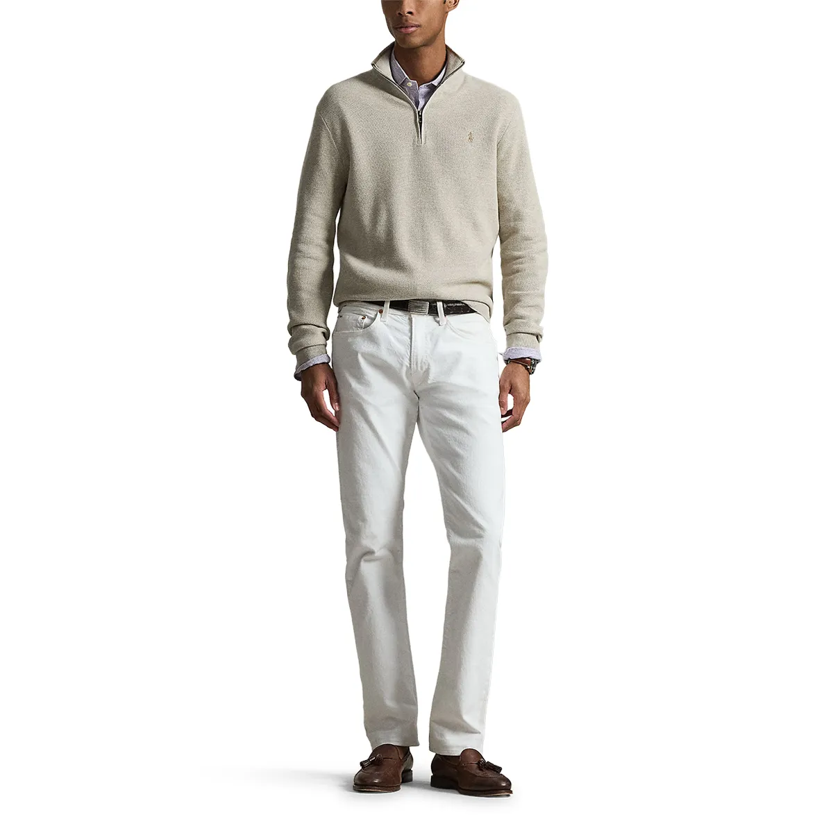 Ralph Lauren Knit Small Logo Half Zip Brown - 003