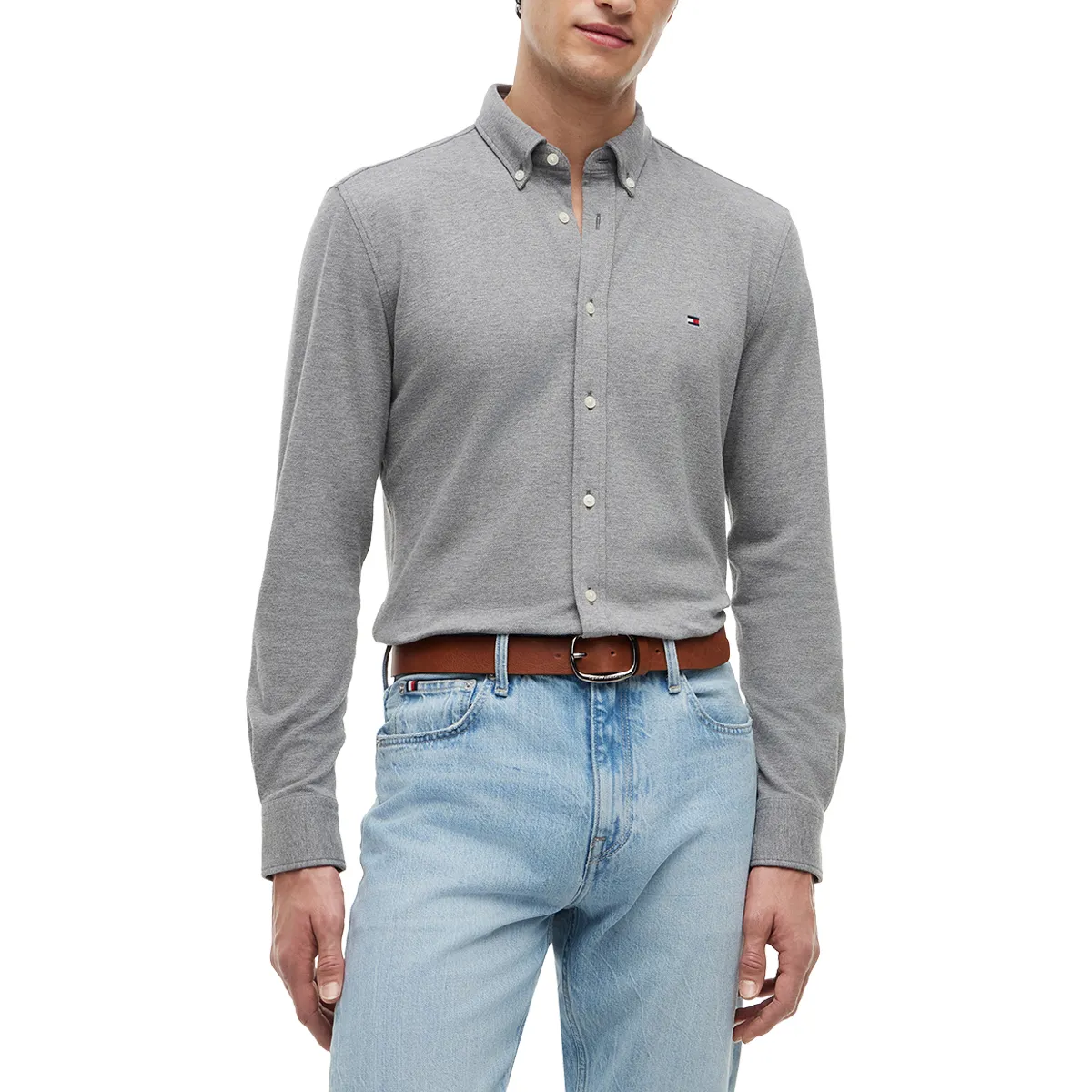 Tommy Hilfiger Knit Pique FW Shirt Medium Grey