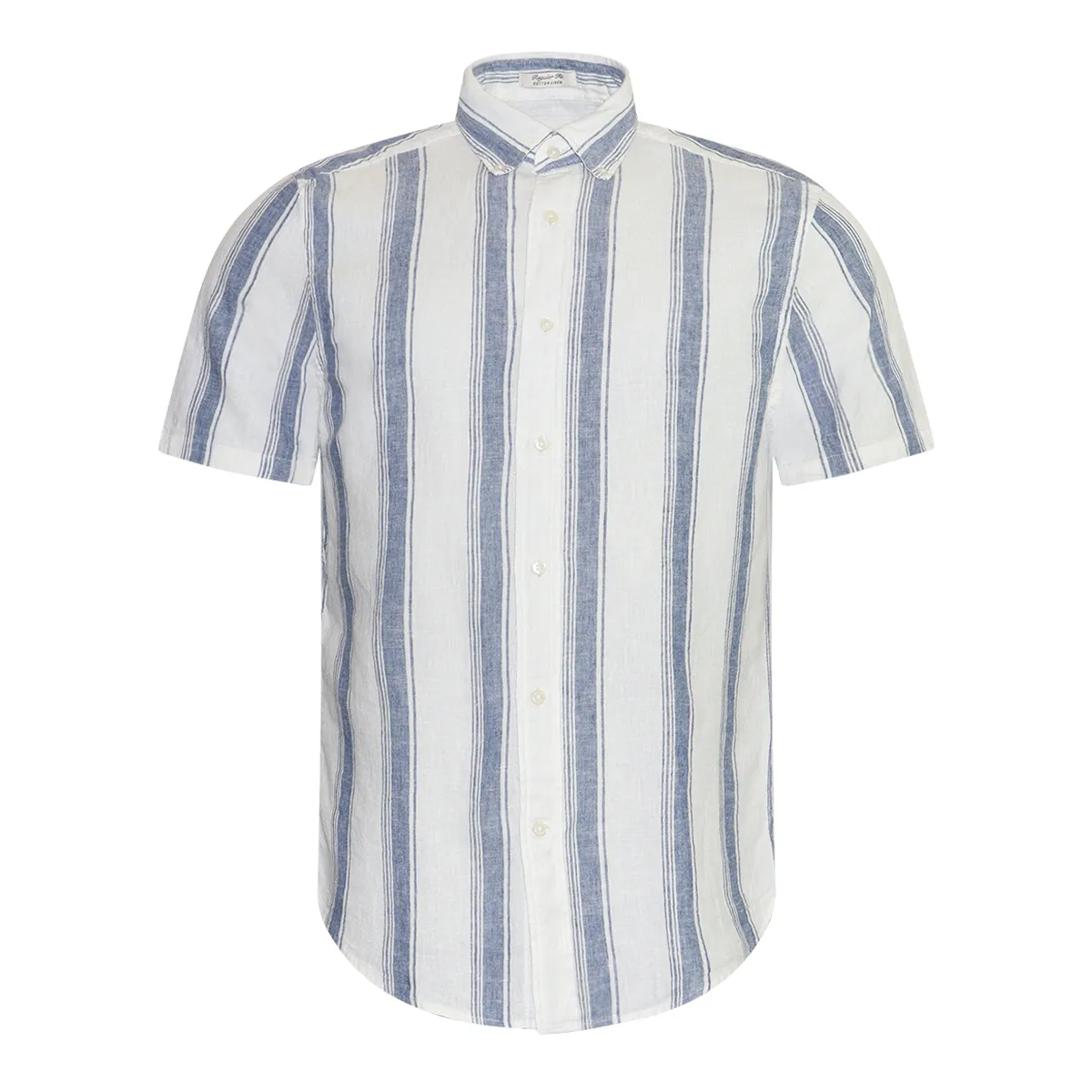 Gant SS Reg Linen Stripe Shirt Vintage Blue
