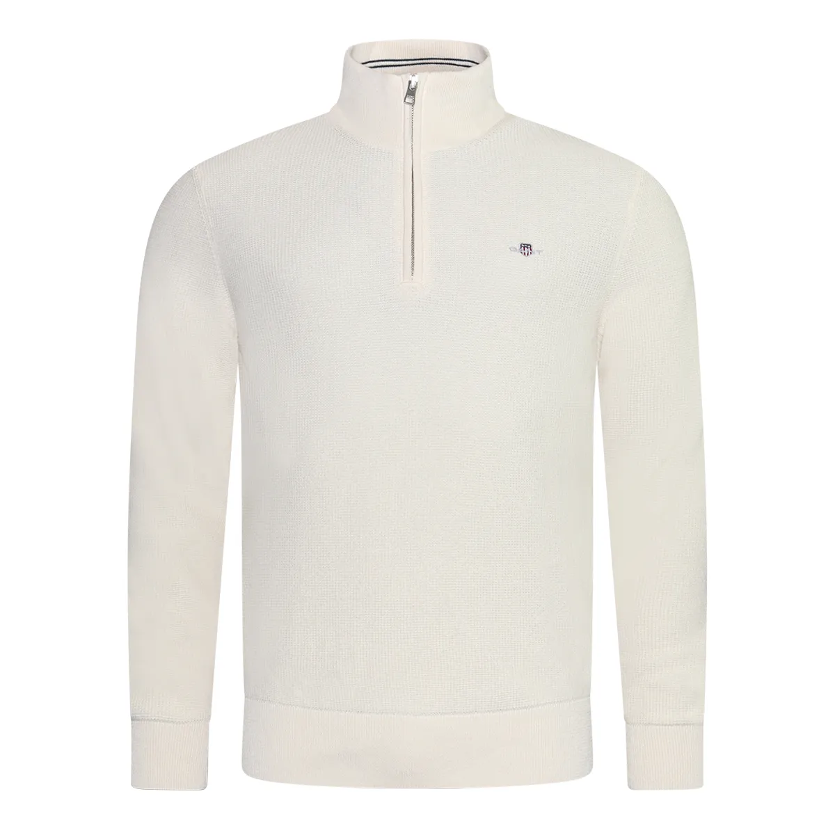 Gant Micro Textured Cotton Half Zip Cream - 130