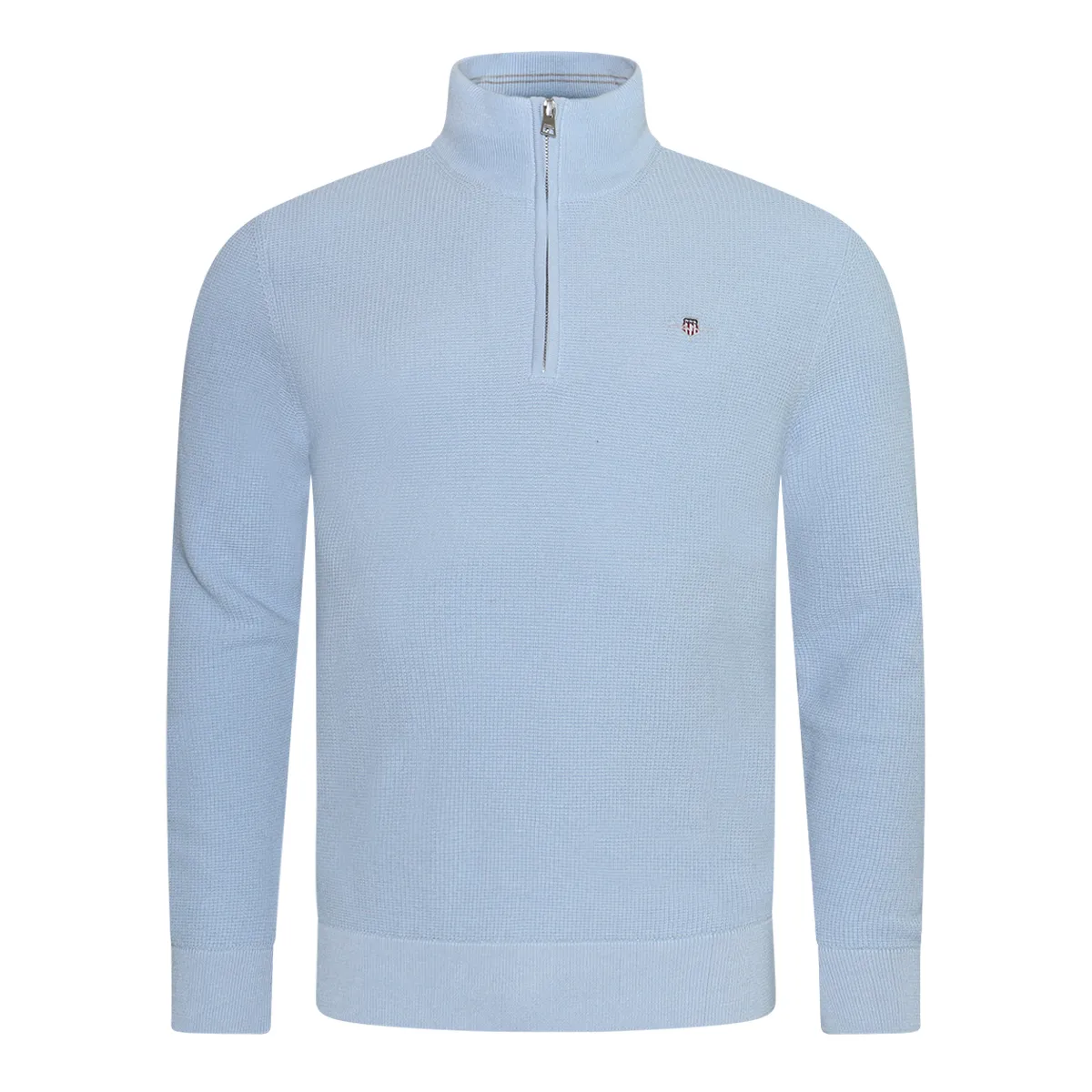 Gant Micro Textured Cotton Half Zip Fresh Blue - 457