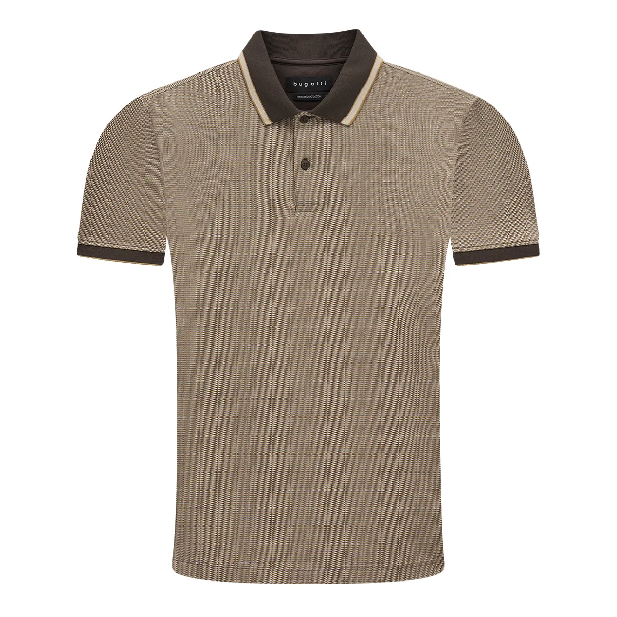 Bugatti SS Textured Polo Shirt Beige - 25033F - 80