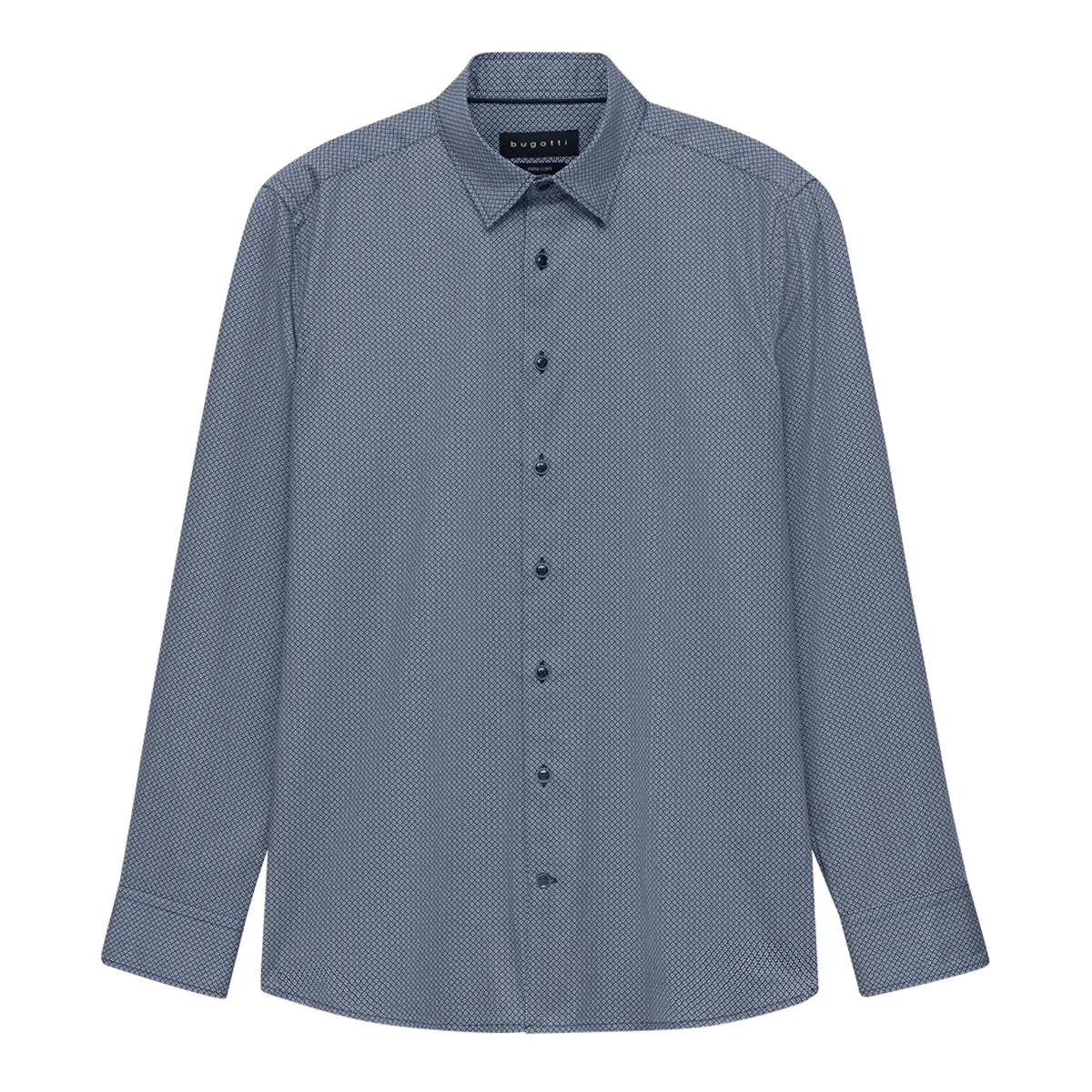 Bugatti LS Diamond Print Shirt Navy - 18505E - 390