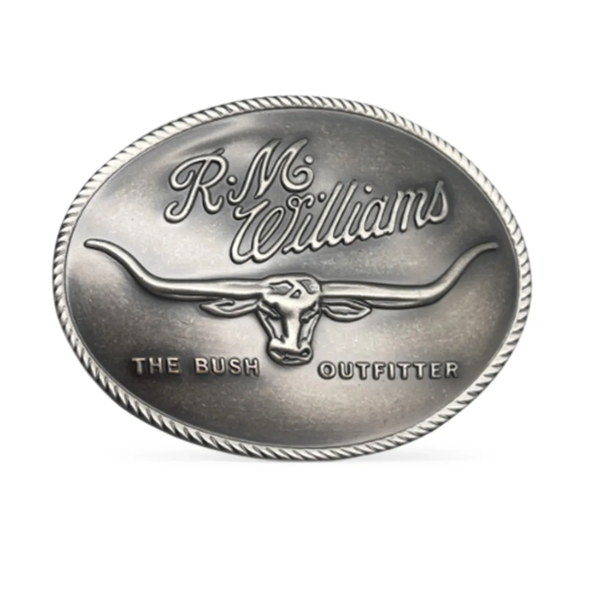 R.M.Williams Logo Buckle Antique Silver