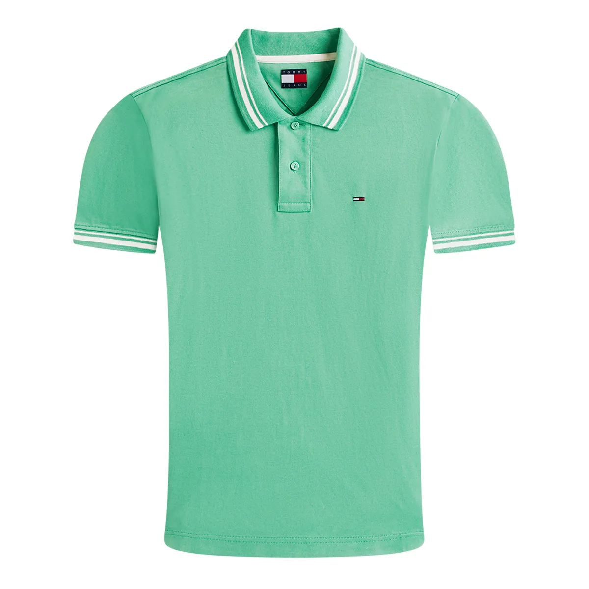 Tommy Jeans Reg Tipped Polo Shirt Bahama Green
