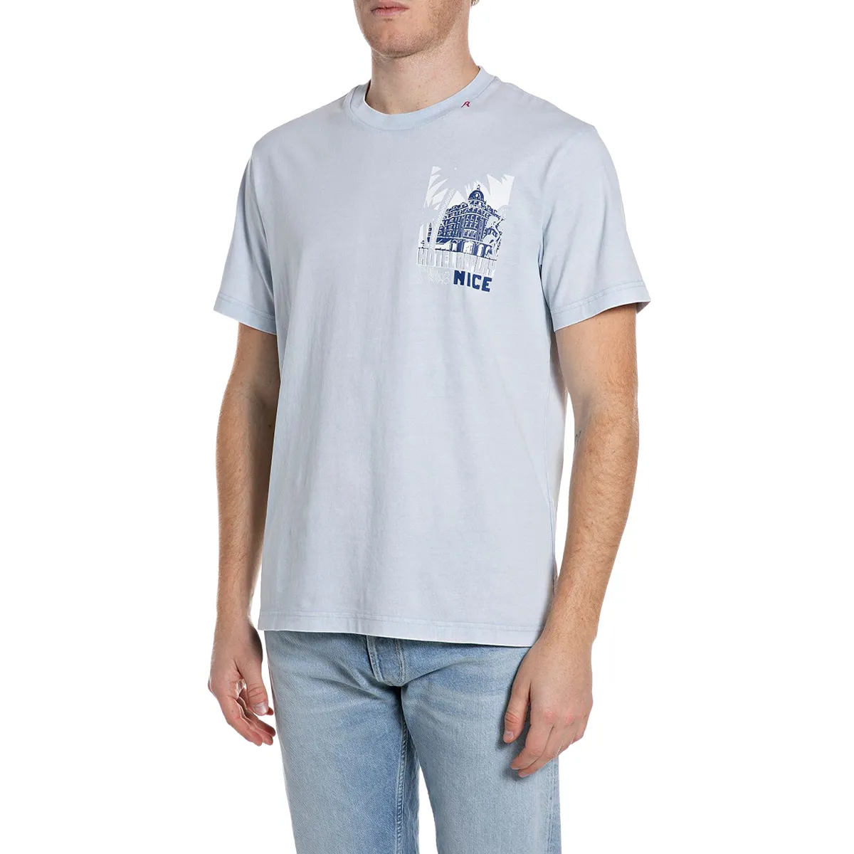 Replay SS Graphic Logo T-Shirt Light Blue - 583