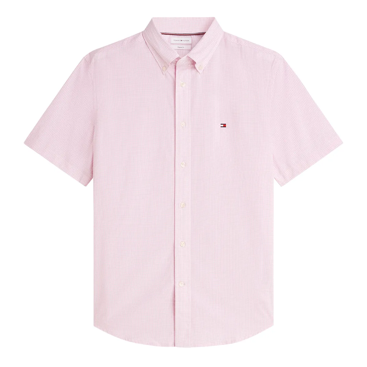 Tommy Hilfiger SS Flex Poplin Check Shirt Pink - 0pp